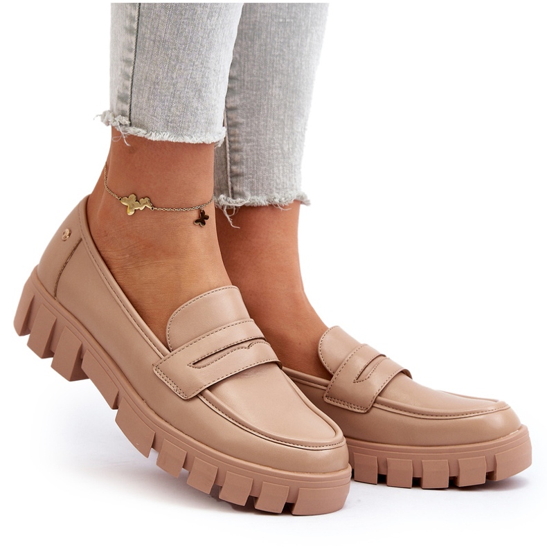 Vinceza Inserto de cuero de cuero de cuero ecológico de mujeres beige 4