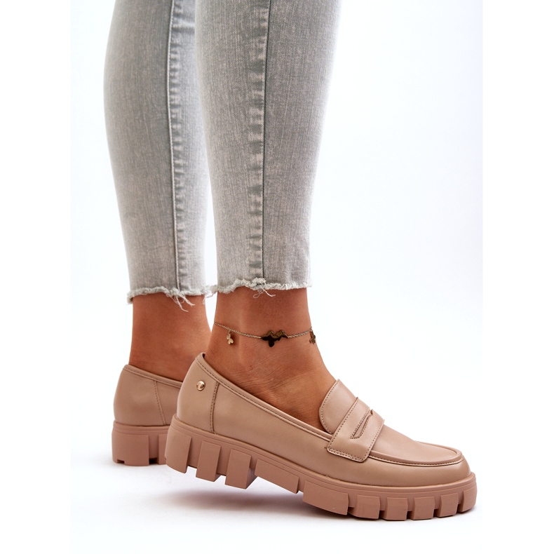 Vinceza Inserto de cuero de cuero de cuero ecológico de mujeres beige 3