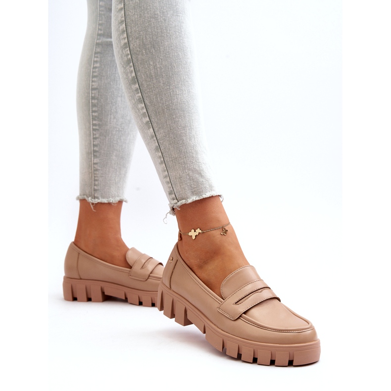 Vinceza Inserto de cuero de cuero de cuero ecológico de mujeres beige 2