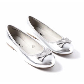 Miss Ballerinas metálicas para niñas con arco plateado plata 2