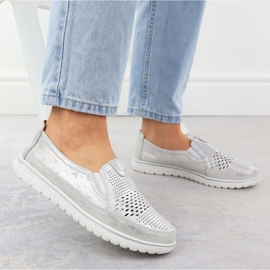 Zapatos de cuero para mujeres Evento de plata abierta 1653 5