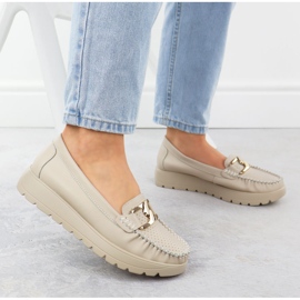 Mocasines de cuero en un beige beige grueso Filippo 6827 5