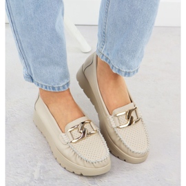 Mocasines de cuero en un beige beige grueso Filippo 6827 6