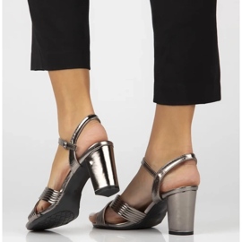 Filippo Sandalias de cuero para mujeres en la publicación de acero de grafito DS6901/25 GN GN negro 5