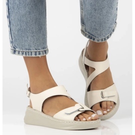 Filippo Sandalias de cuero para mujeres para beige ds7043/25 ser cuñas 9