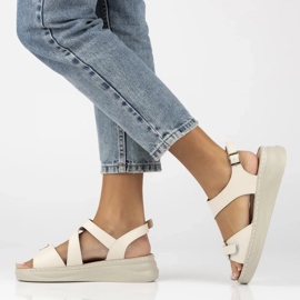 Filippo Sandalias de cuero para mujeres para beige ds7043/25 ser cuñas 8