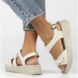 Filippo Sandalias de cuero para mujeres para beige ds7043/25 ser cuñas 5