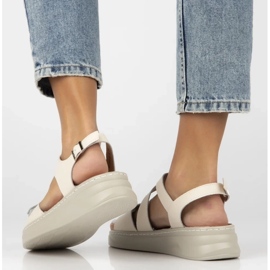 Filippo Sandalias de cuero para mujeres para beige ds7043/25 ser cuñas 10