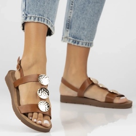 Filippo Sandalias de cuero plano para mujeres Obacs DS6885/25 Brown marrón 3