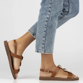 Filippo Sandalias de cuero plano para mujeres Obacs DS6885/25 Brown marrón 6