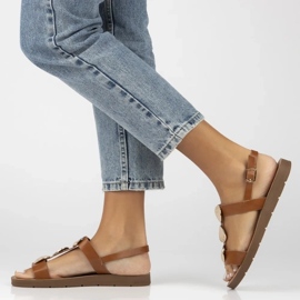 Filippo Sandalias de cuero plano para mujeres Obacs DS6885/25 Brown marrón 4