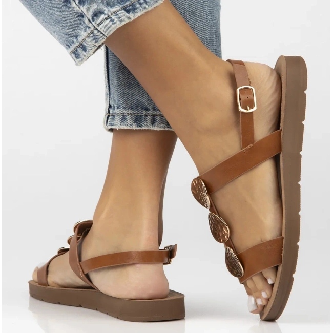 Filippo Sandalias de cuero plano para mujeres Obacs DS6885/25 Brown marrón 2