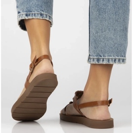 Filippo Sandalias de cuero plano para mujeres Obacs DS6885/25 Brown marrón 5