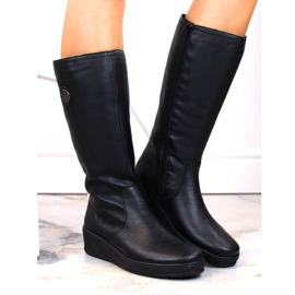 Botas impermeables de piel con aislamiento de lana de oveja Rieker W RKR237B negro 16