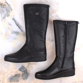 Botas impermeables de piel con aislamiento de lana de oveja Rieker W RKR237B negro 18