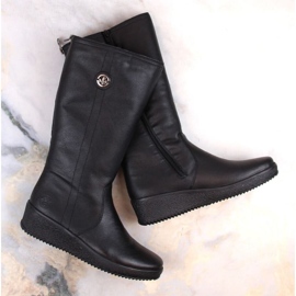 Botas impermeables de piel con aislamiento de lana de oveja Rieker W RKR237B negro 19