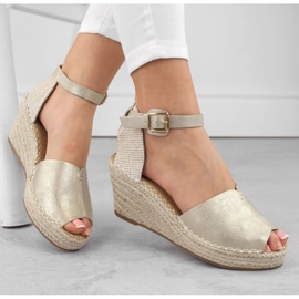 Sandalias alpargatas en el tacón de cuña eVento W EVE68A oro dorado 14