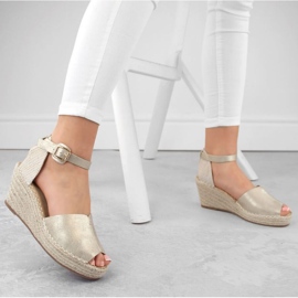 Sandalias alpargatas en el tacón de cuña eVento W EVE68A oro dorado 15