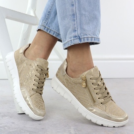 Zapatos deportivos femeninos beige dorado rieker n1316-90 4