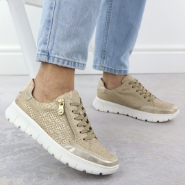 Zapatos deportivos femeninos beige dorado rieker n1316-90 5