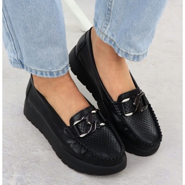 Mocasines de cuero en un grueso y negro Filippo 6827 6