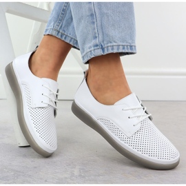 Zapatos de cuero para mujeres encaje a puertas abiertas -UP White Filippo 6788 blanco 4
