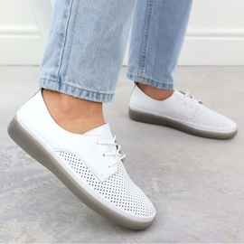 Zapatos de cuero para mujeres encaje a puertas abiertas -UP White Filippo 6788 blanco 5