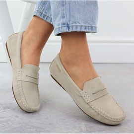Mocasines de cuero para mujeres Big Star RR274947 beige 4