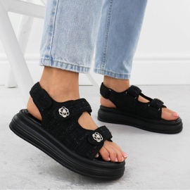 Sandalias de mujeres en la plataforma Czarne Potocki Py16337 negro 5