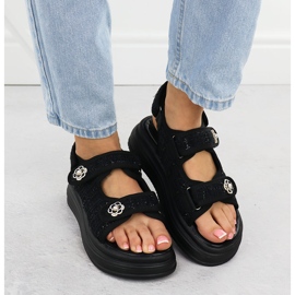 Sandalias de mujeres en la plataforma Czarne Potocki Py16337 negro 6