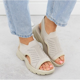 Sandalias de mujeres construidas -En beige Potocki TO90302 6