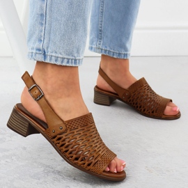 T.Sokolski Sandalias de cuero para mujeres en Brown T., Sokolski L25-709 marrón 5