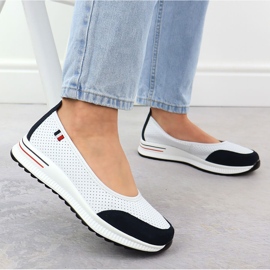 Ballerinas de cuero Openwork en la plataforma blanca Filippo 6134 blanco 5