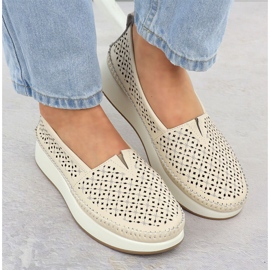 Zapatos de cuero Openwork en la plataforma Beige Filippo 4555 6