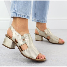 Sandalias de tacones de mujer Golden Rieker 64665-60 dorado 5