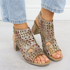 Sandalias femeninas construidas Openwork Rieker 64780-90 multicolor 6