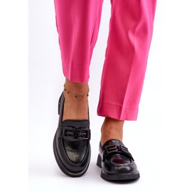 Vinceza Mocasines de cuero para mujeres con decoración negra negro 4
