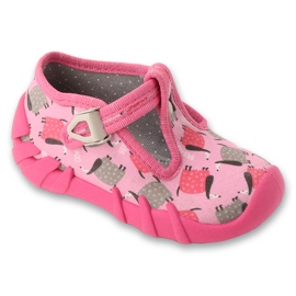 Pantuflas infantiles befado 110P508, rosa con perritos rosado 1