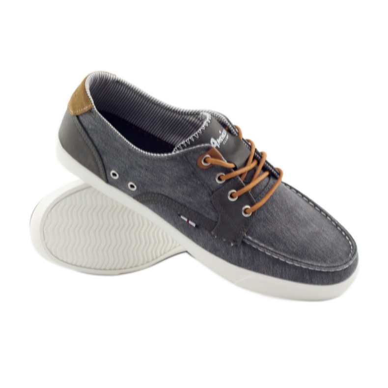 American Club Mocasín de hombre americano 205081 textil gris 3