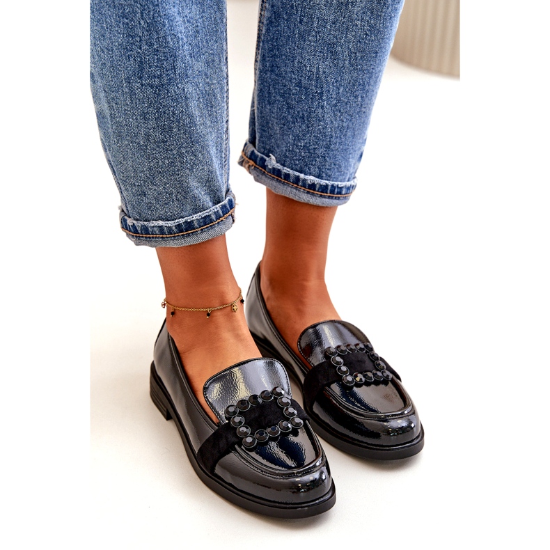 Mocasines Mujer Charol Con Adorno, Negro Vinceza 58389 3