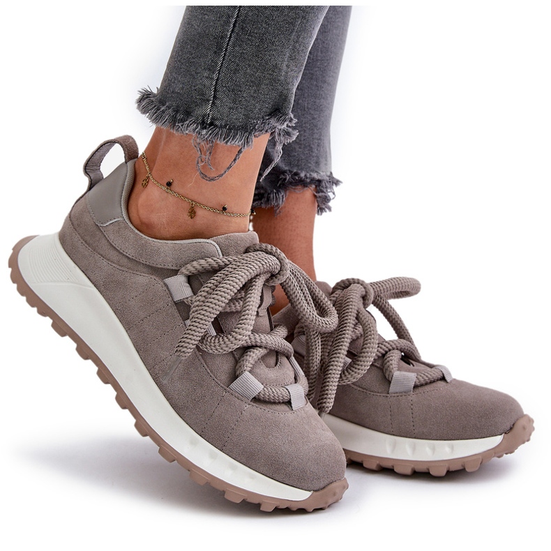 Zapatillas Mujer Ante Con Cordones Gruesos Artiker 54C1465 Gris 8