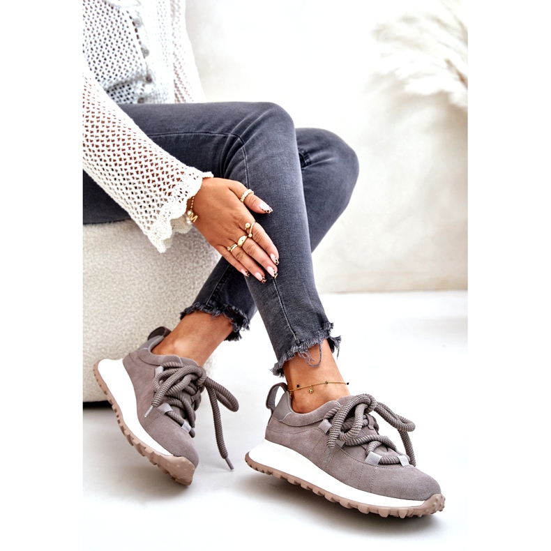 Zapatillas Mujer Ante Con Cordones Gruesos Artiker 54C1465 Gris 5