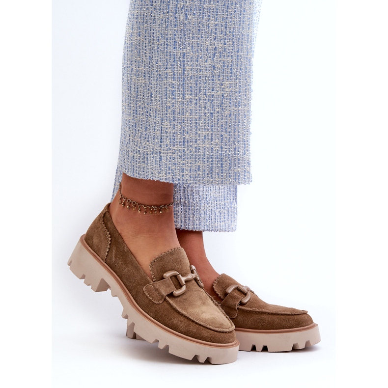 S.Barski Mocasines de gamuza para mujeres con un adorno TW117 Olive verde 1