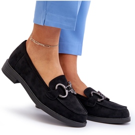 Vinceza Mocasines de gamuza para mujeres con decoración inserta de cuero negro 5 Vinceza Mocasines de gamuza para mujeres con decoración inserta de cuero negro 5