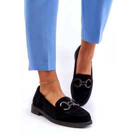 Vinceza Mocasines de gamuza para mujeres con decoración inserta de cuero negro 2 Vinceza Mocasines de gamuza para mujeres con decoración inserta de cuero negro 2