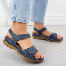 Sandalias femeninas para velcro Evento 8988 azul 5