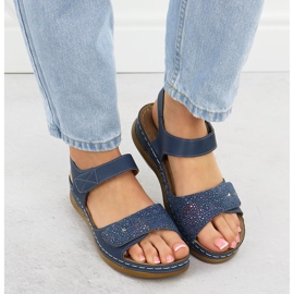 Sandalias femeninas para velcro Evento 8988 azul 6