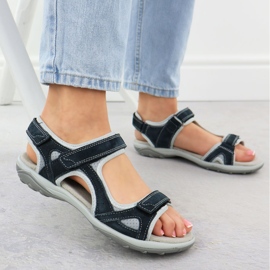 Cambell Camell Al94327 Sandalias de velcro de cuero azul marino 5