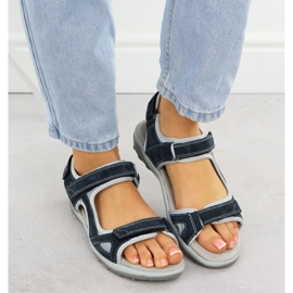 Cambell Camell Al94327 Sandalias de velcro de cuero azul marino 6