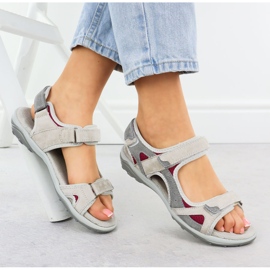 Cambell Camell Al94327 Sandalias deportivas de cuero gris 4
